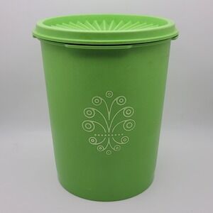 Vintage Tupperware Apple Green Servalier Canister 811 Sunburst Lid 812 USA